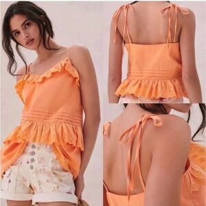 Size M Anthropologie women’s Josephine Mare Mare Tie Strappy Ruffle Top Tunic